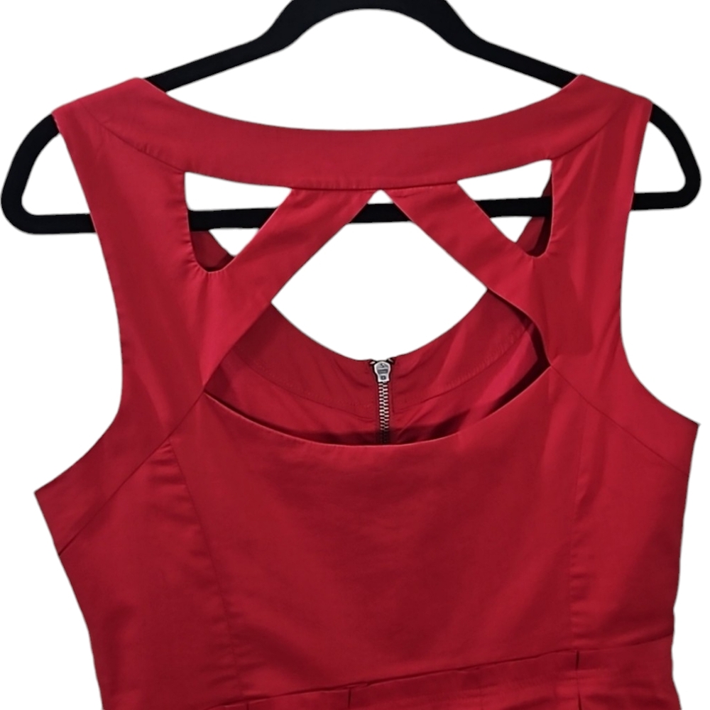 BCBGeneration Little Red Coctail Dress Cutouts Exposed Zipper Size 10 - Picture 12 of 17